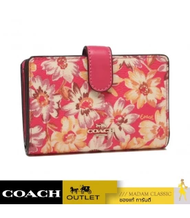 กระเป๋าสตางค์ COACH 3497 MEDIUM CORNER ZIP WALLET WITH VINTAGE DAISY SCRIPT PRINT (IMPMC)