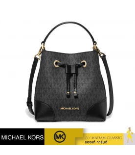 กระเป๋าสะพายข้าง MICHAEL KORS 35F2SM9M1B  MERCER SMALL LOGO BUCKET BAG (BLACK)