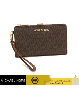 กระเป๋าคล้องมือ Michael Kors 35F8GTVW0L Jet Set Travel Double-Zip Wristlet  (BROWN)