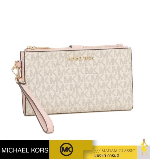 กระเป๋าคล้องมือ Michael Kors 35F8GTVW0L Jet Set Travel Double-Zip Wristlet  (PWDBLSHMLT)