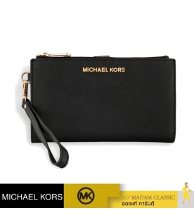 กระเป๋าคล้องมือ Michael Kors 35F8GTVW0L Jet Set Travel Double-Zip Wristlet  (BLACK)