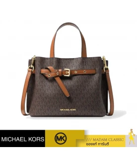 กระเป๋าสะพายข้าง MICHAEL KORS 35H0GU5S1B EMILIA LG TRIPLE COMPARTMENT SIGNATURE  (BROWN)