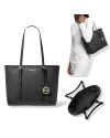 กระเป๋าสะพายไหล่ Michael Kors 35S0GTVT1V  JET SET TRAVEL SMALL LOGO TOP-ZIP TOTE BAG (BLACK)