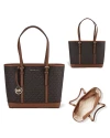 กระเป๋าสะพายไหล่ Michael Kors 35S0GTVT1V JET SET TRAVEL SMALL BROWN PVC SHOULDER TOTE HANDBAG BAG PURSE  (BROWN)