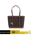 กระเป๋าสะพายไหล่ Michael Kors 35S0GTVT1V JET SET TRAVEL SMALL BROWN PVC SHOULDER TOTE HANDBAG BAG PURSE  (BROWN)