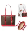 กระเป๋าสะพายไหล่ Michael Kors 35S0GTVT1V JET SET TRAVEL SMALL TOP ZIPPER SHOULDER TOTE BAG SCARLET  (DKSANGRIA)