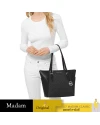 กระเป๋าสะพายไหล่ Michael Kors 35T0SCFT3B CHARLOTTE TOTE IN SIGNATURE CANVAS  (BLACK)