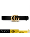 เข็มขัด GUCCI LEATHER BELT WITH DOUBLE G BUCKLE (BLACK)