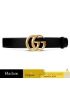 เข็มขัด GUCCI LEATHER BELT WITH DOUBLE G BUCKLE (BLACK)