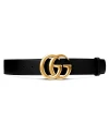 เข็มขัด GUCCI LEATHER BELT WITH DOUBLE G BUCKLE (BLACK)