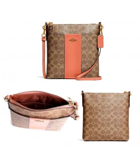 กระเป๋าสะพาย COACH 41321 Canvas Signature Kitt Tan Aqua (B4TY9)