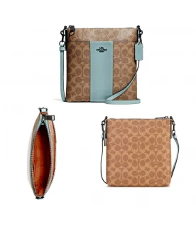 กระเป๋าสะพาย COACH 41321 Canvas Signature Kitt Tan Aqua (V5TYA)