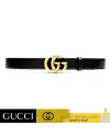 เข็มขัด GUCCI LEATHER BELT WITH DOUBLE G BUCKLE (BLACK)