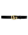 เข็มขัด GUCCI LEATHER BELT WITH DOUBLE G BUCKLE (BLACK)