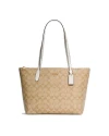 กระเป๋าสะพายไหล่ COACH 4455 ZIP TOP TOTE IN SIGNATURE CANVAS (IMDQC)