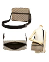 GUCCI GG CANVAS MESSENGER SHOULDER BAG (BEIGE/EBONY/BROWN)