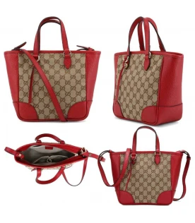 GUCCI BREE ORIGINAL GG MINI TOTE (BEIGE/RED) [449241KY9LG8606]