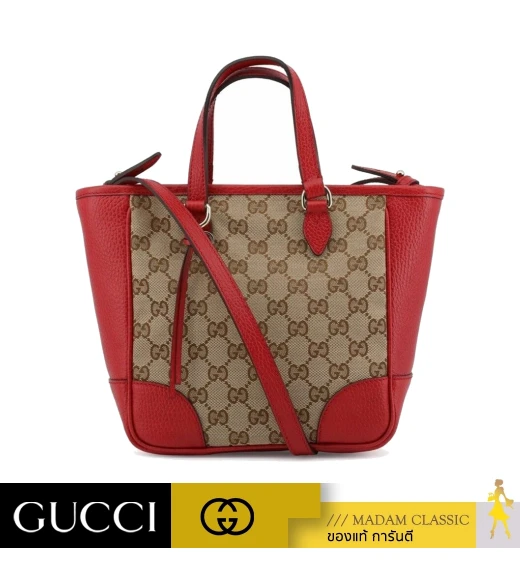 GUCCI BREE ORIGINAL GG MINI TOTE (BEIGE/RED) [449241KY9LG8606]