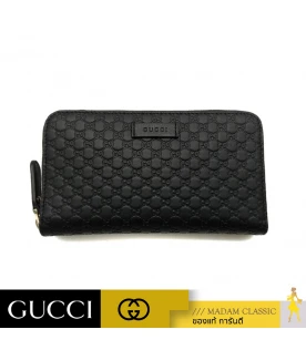 กระเป๋าสตางค์ GUCCI MICRO GUCCISSIMA ZIP AROUND LONG WALLET (BLACK)