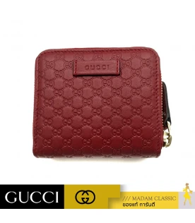 กระเป๋าสตางค์ GUCCI MICRO GUCCISSIMA ZIP AROUND SHORT WALLET (RED)