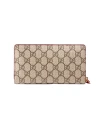 กระเป๋าสตางค์ GUCCI GG SUPREME ZIP AROUND WALLET WITH BOSCO PATCH IN BEIGE (BEIGE/EBONY)