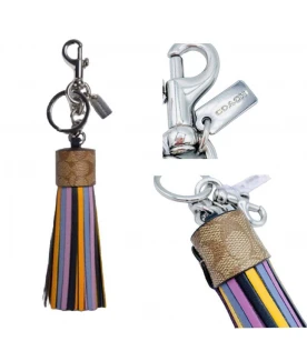 COACH 5102 TASSEL BAG CHARM ใน COLORBLOCK SIGNATURE CANVAS (SVMULTI)