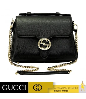 GUCCI GG INTERLOCKING TOP HANDLE SHOULDER BAG (BLACK)