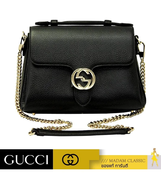 GUCCI GG INTERLOCKING TOP HANDLE SHOULDER BAG (BLACK)