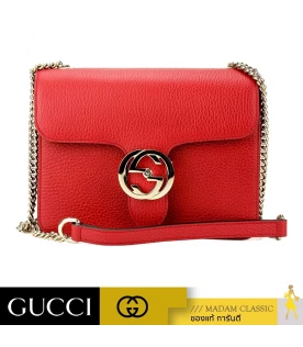 GUCCI GG INTERLOCKING SMALL SHOULDER BAG (RED)