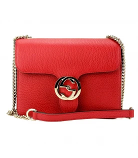 GUCCI GG INTERLOCKING SMALL SHOULDER BAG (RED)