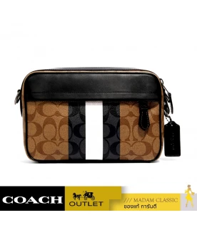 กระเป๋าสะพายข้างผู้ชาย COACH 5573 GRAHAM CROSSBODY IN BLOCKED SIGNATURE CANVAS WITH VARSITY STRIPE (QBTAM)