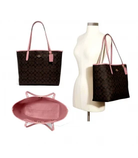 กระเป๋าสะพายไหล่ COACH 5696 CITY TOTE IN SIGNATURE CANVAS (IMRSH)