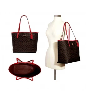 กระเป๋าสะพายไหล่ COACH 5696 CITY TOTE IN SIGNATURE CANVAS (IMRVQ)