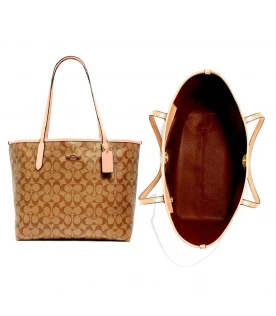กระเป๋าสะพายไหล่ COACH 5696 CITY TOTE IN SIGNATURE CANVAS (IMTYF)