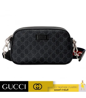 กระเป๋า GUCCI GG SUPREME BLACK MESSENGER BAG (BLACK/GREY) 