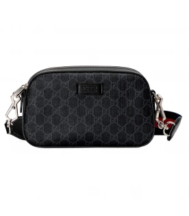 กระเป๋า GUCCI GG SUPREME BLACK MESSENGER BAG (BLACK/GREY) 