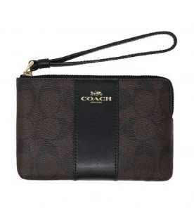 กระเป๋าคล้องมือ COACH 58035 CORNER ZIP WRISTLET IN SIGNATURE CANVAS (IMAA8)