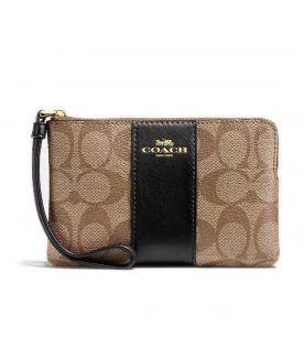 กระเป๋าคล้องมือ COACH 58035 CORNER ZIP WRISTLET IN SIGNATURE CANVAS (IMCBI)