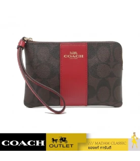 กระเป๋าคล้องมือ COACH 58035 CORNER ZIP WRISTLET IN SIGNATURE CANVAS (IMRVQ)