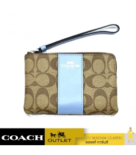 กระเป๋าสตางค์คล้องมือ COACH 58035 CORNER ZIP WRISTLET IN SIGNATURE CANVAS (SVTV2)