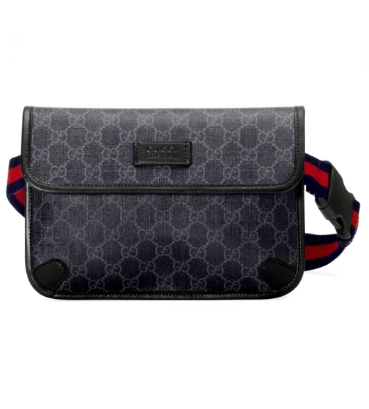 กระเป๋า GUCCI GG SUPREME BLACK BELT BAG (BLACK/GREY)