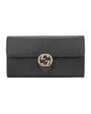 GUCCI GG INTERLOCKING FLAP LONG WALLET (BLACK)