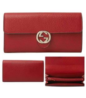 GUCCI GG INTERLOCKING FLAP LONG WALLET (RED)