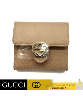 กระเป๋าสตางค์ GUCCI GG INTERLOCKING FRENCH FLAP WALLET (BEIGE) 