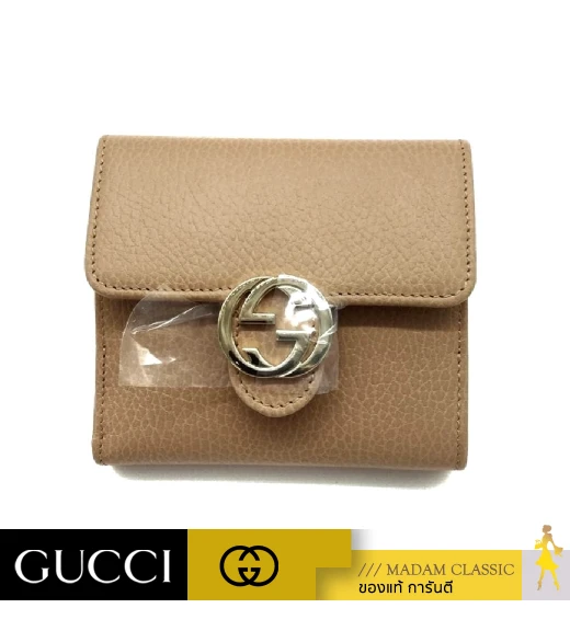 กระเป๋าสตางค์ GUCCI GG INTERLOCKING FRENCH FLAP WALLET (BEIGE) 