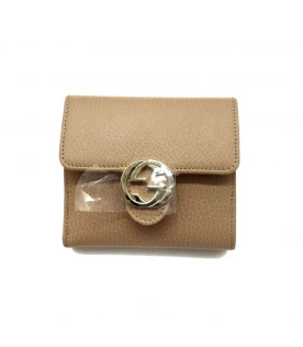 กระเป๋าสตางค์ GUCCI GG INTERLOCKING FRENCH FLAP WALLET (BEIGE) 