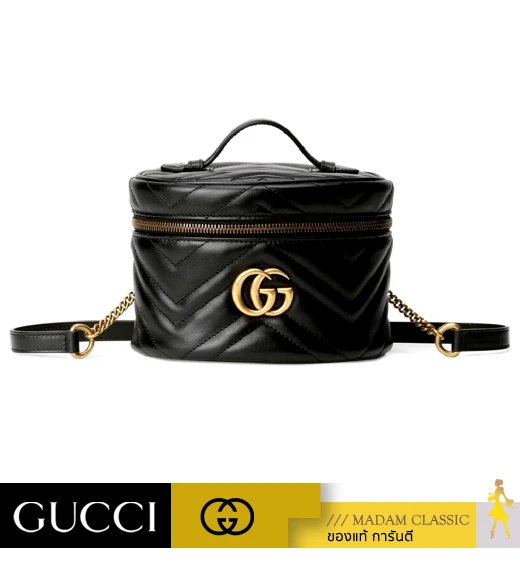 กระเป๋า GUCCI GG MARMONT MINI BACKPACK (BLACK CHEVRON) 