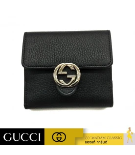 กระเป๋าสตางค์ GUCCI GG INTERLOCKING FRENCH FLAP WALLET (BLACK)