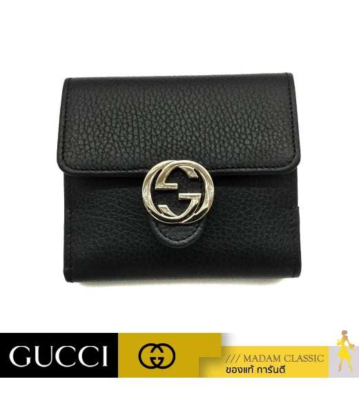 กระเป๋าสตางค์ GUCCI GG INTERLOCKING FRENCH FLAP WALLET (BLACK)