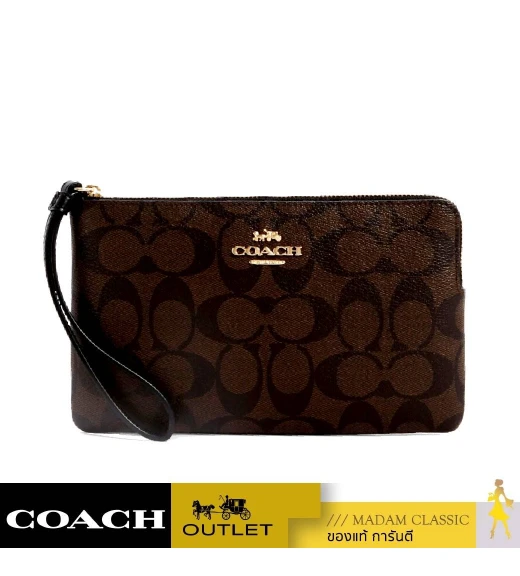 กระเป๋าคล้องมือ COACH 6648 LARGE CORNER ZIP WRISTLET IN SIGNATURE CANVAS (IMAA8)